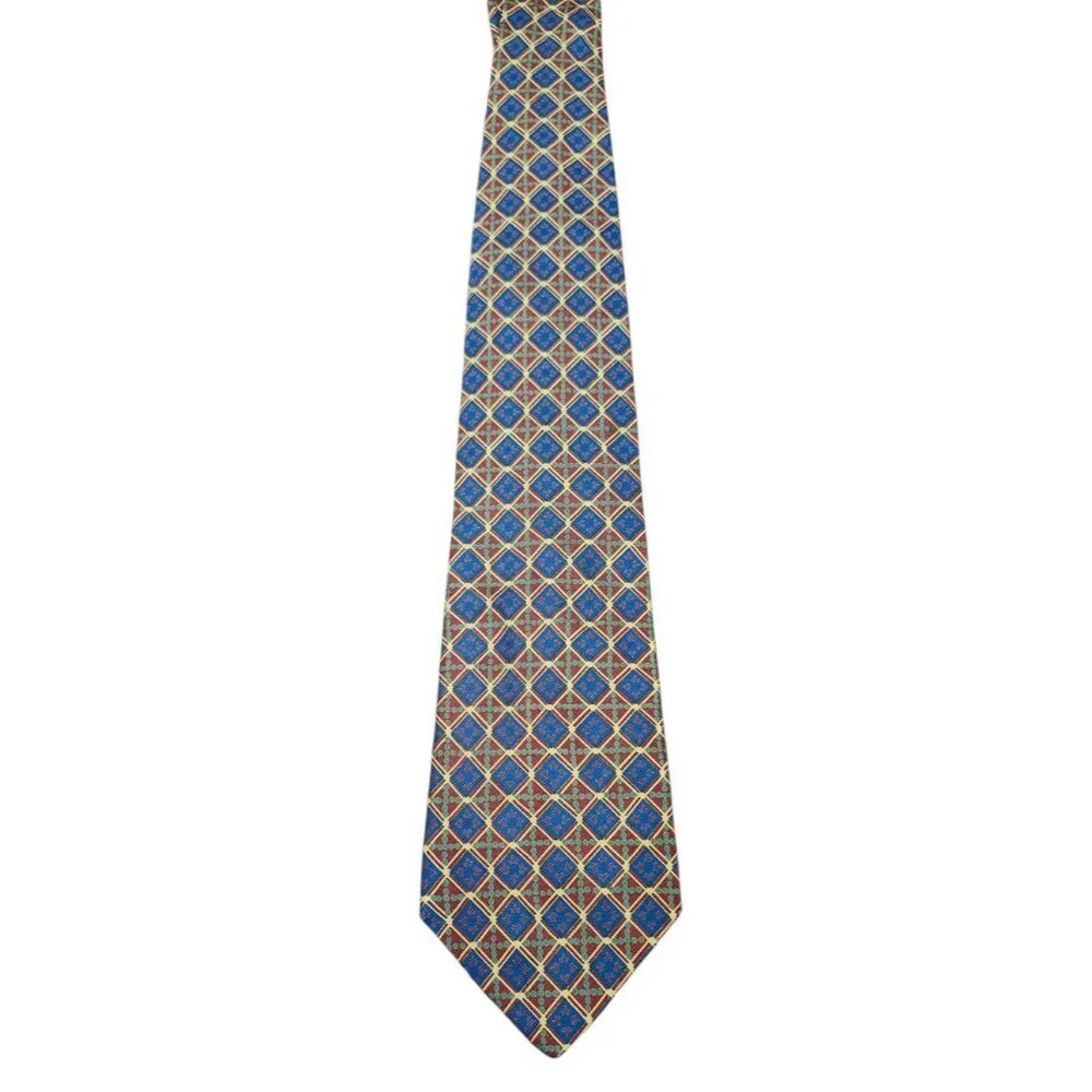 Paul Stuart New York Silk Tie Imported from England Geometric Diamond Pattern
